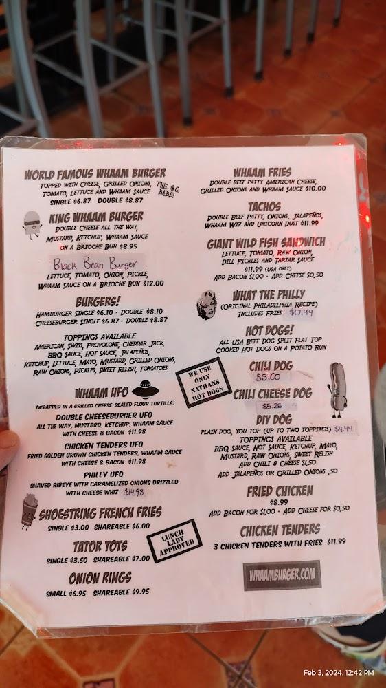 Whaam Burger Menu image 3